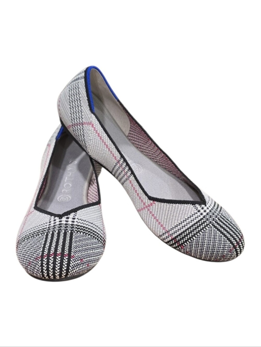 Rothy's The Flat Glen Retired Gray And Black Plaid Round Toe Flats. Size 11